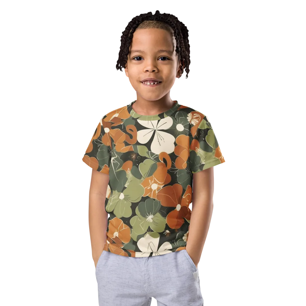 Autumn Bloom Circuit on Kids Crew Neck T-Shirt — Front