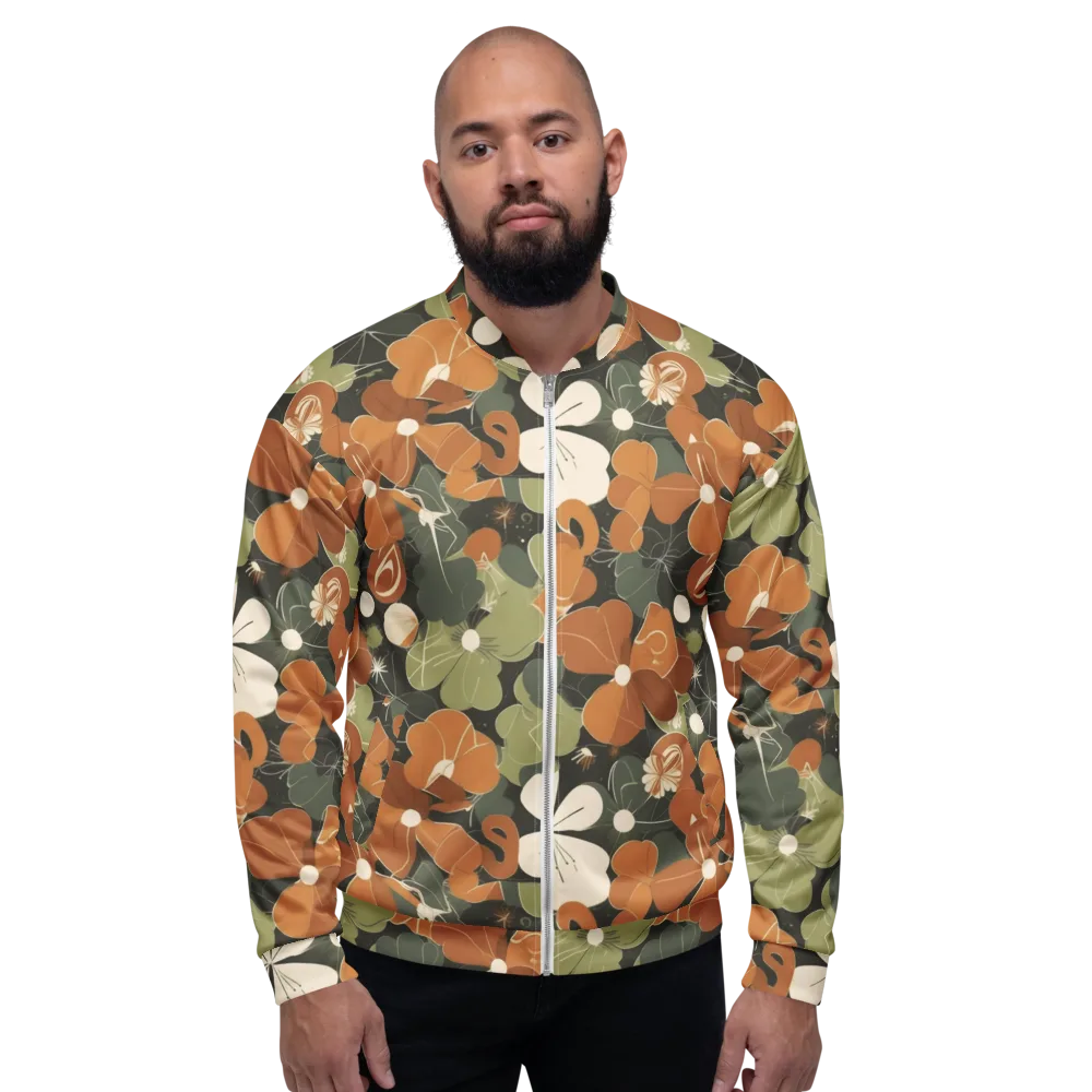Autumn Bloom Circuit on Bomber Jacket — Front