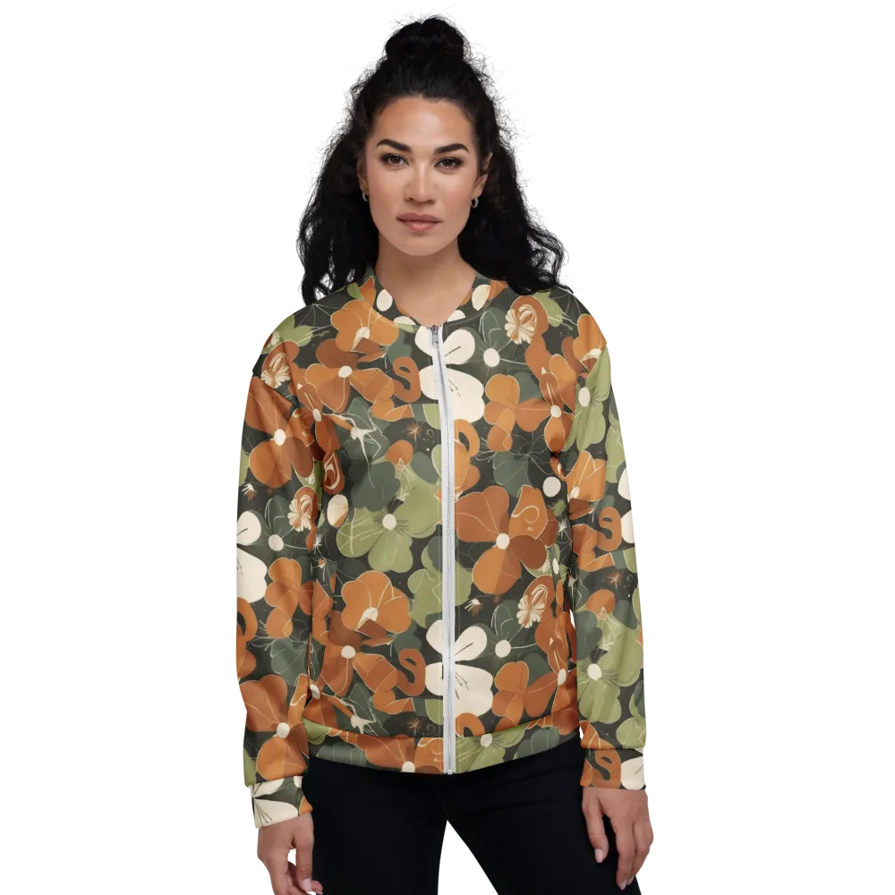 Autumn Bloom Circuit on Bomber Jacket — Front