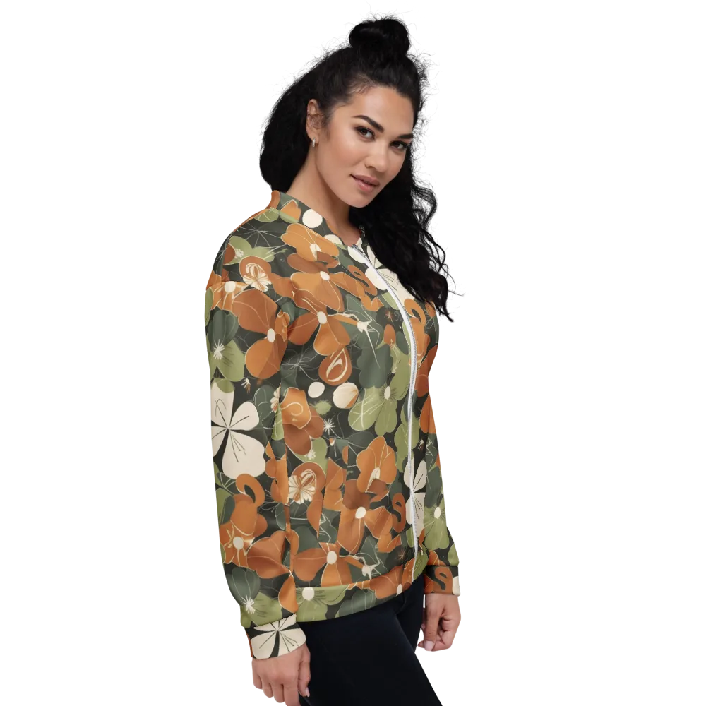 Autumn Bloom Circuit on Bomber Jacket — Right