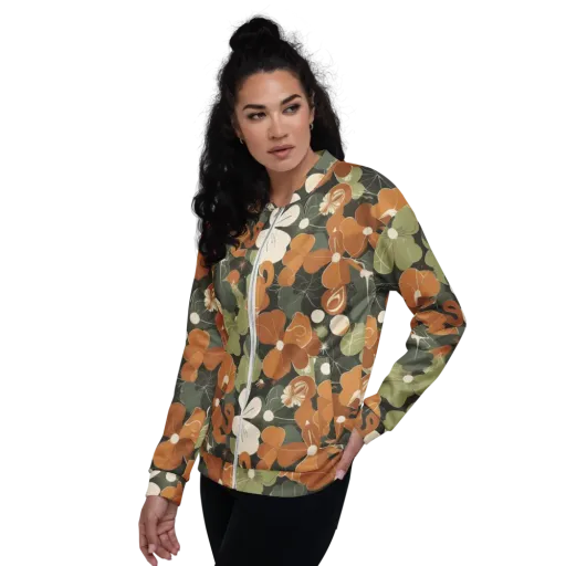 Autumn Bloom Circuit on a Bomber Jacket