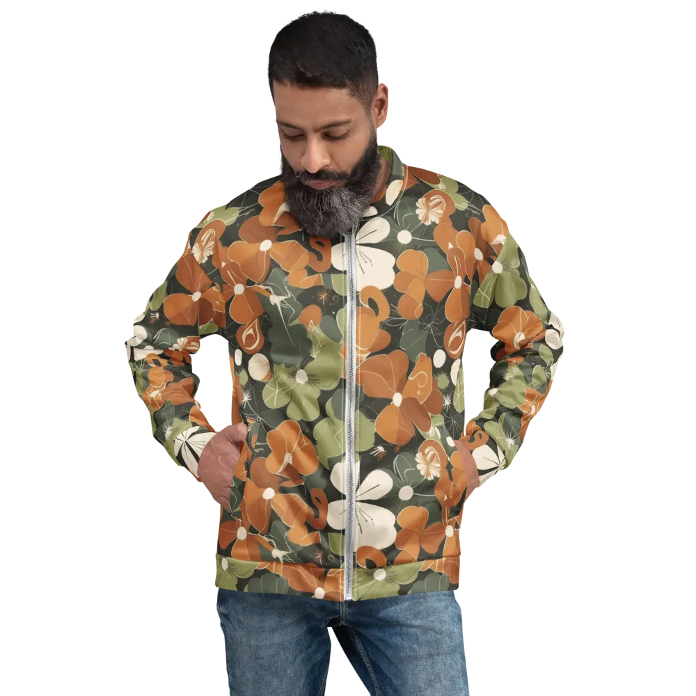 Autumn Bloom Circuit on Bomber Jacket — Front
