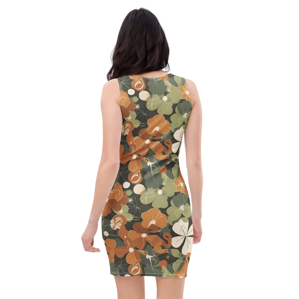 Autumn Bloom Circuit on Bodycon Dress — Back