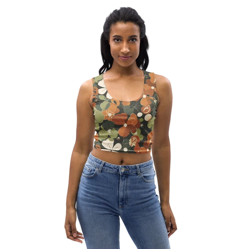 Autumn Bloom Circuit on Crop Top — Front