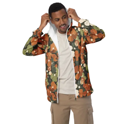 Autumn Bloom Circuit on a Men's Windbreaker