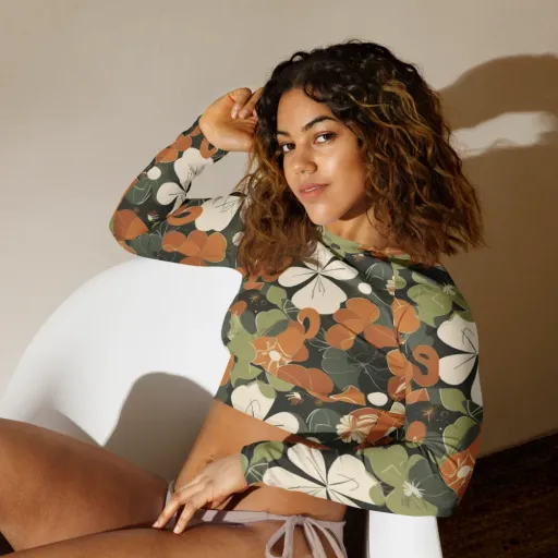 Autumn Bloom Circuit on a Long Sleeve Crop Top