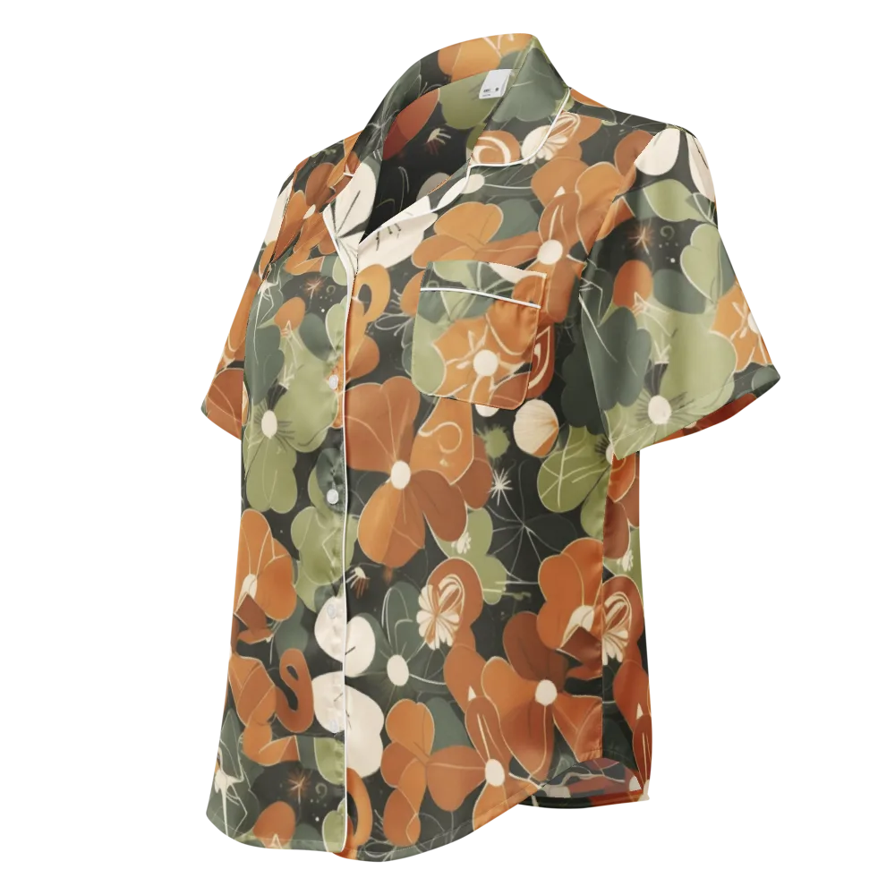 Autumn Bloom Circuit on Women's Short Sleeve Pajama Top — Left Front