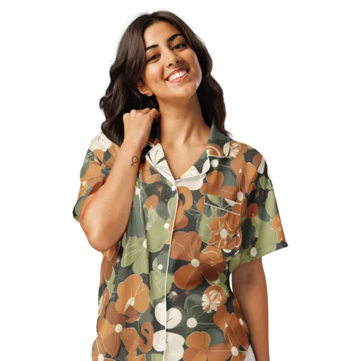 Autumn Bloom Circuit on a Women's Short Sleeve Pajama Top