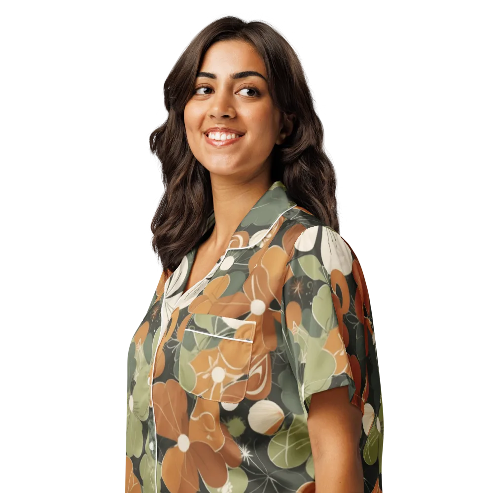 Autumn Bloom Circuit on Women's Short Sleeve Pajama Top — Left Front