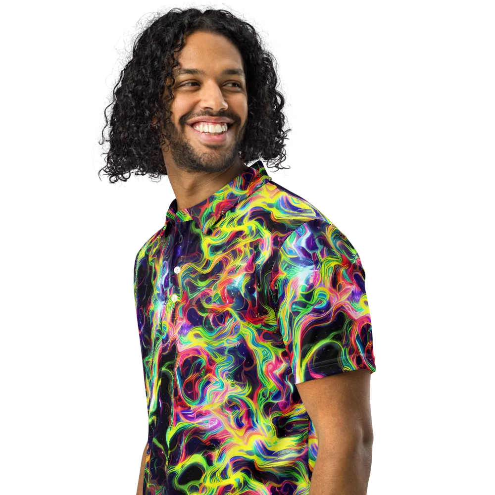 Infinite Flux on Men's Slim Fit Polo Shirt — Left Front