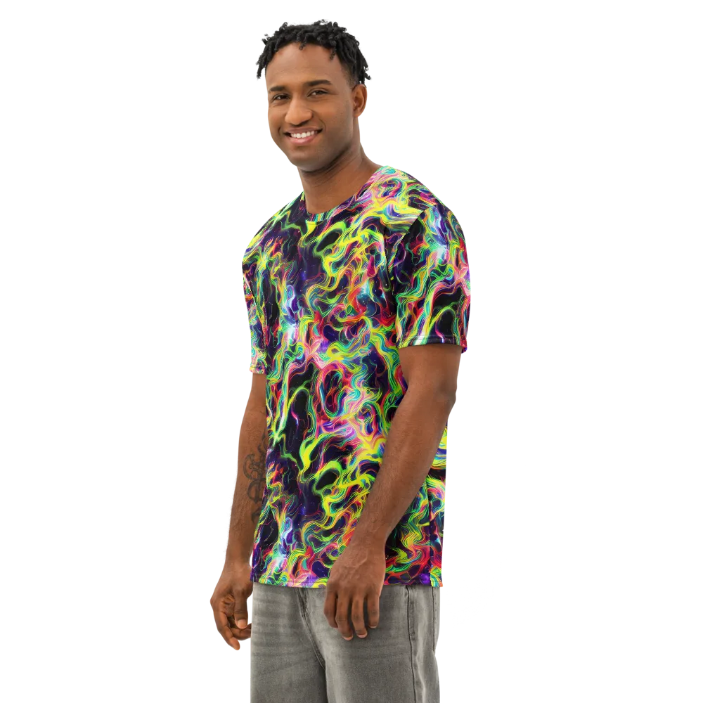 Infinite Flux on Men's Cotton Crew Neck T-Shirt — Left Front