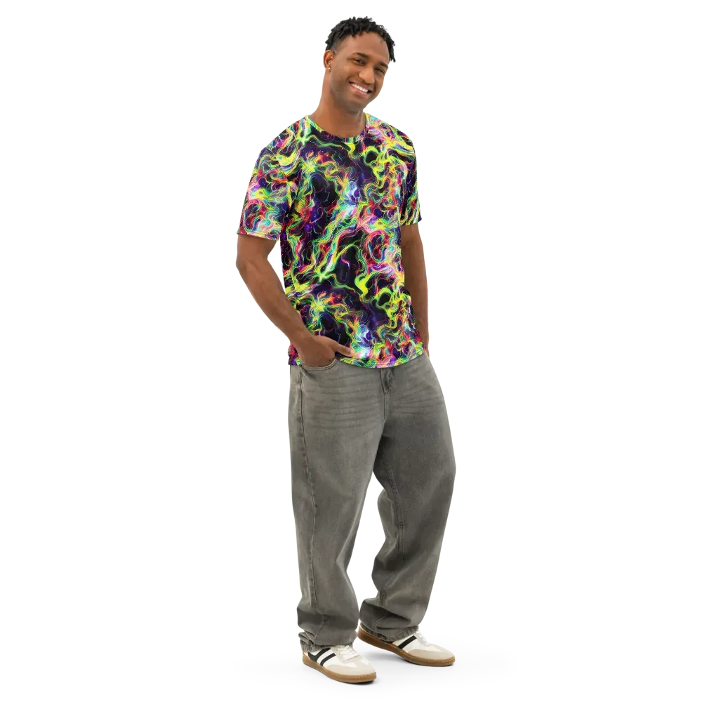 Infinite Flux on Men's Cotton Crew Neck T-Shirt — Right Front