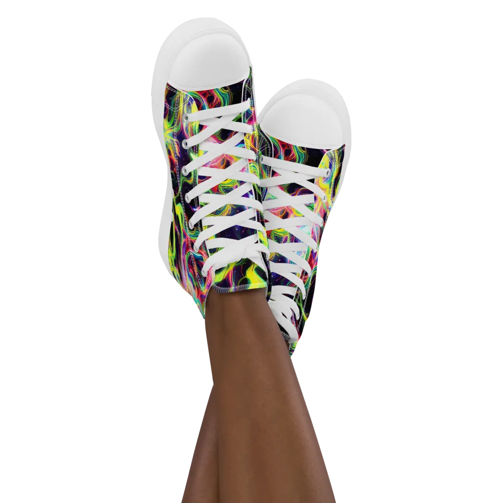 Infinite Flux on Women's High Top Canvas Shoes — Front