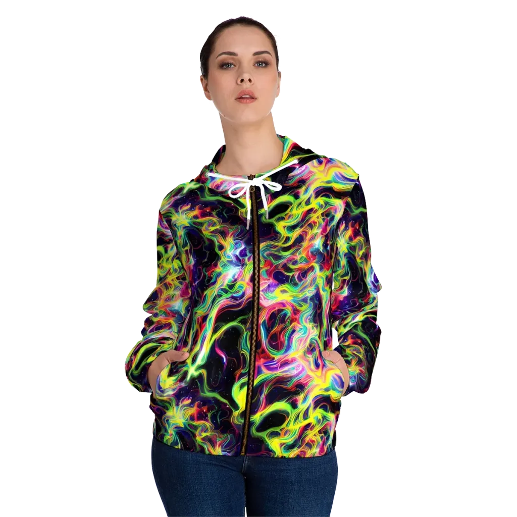 Infinite Flux on Women's Full-Zip Hoodie — Front On Person
