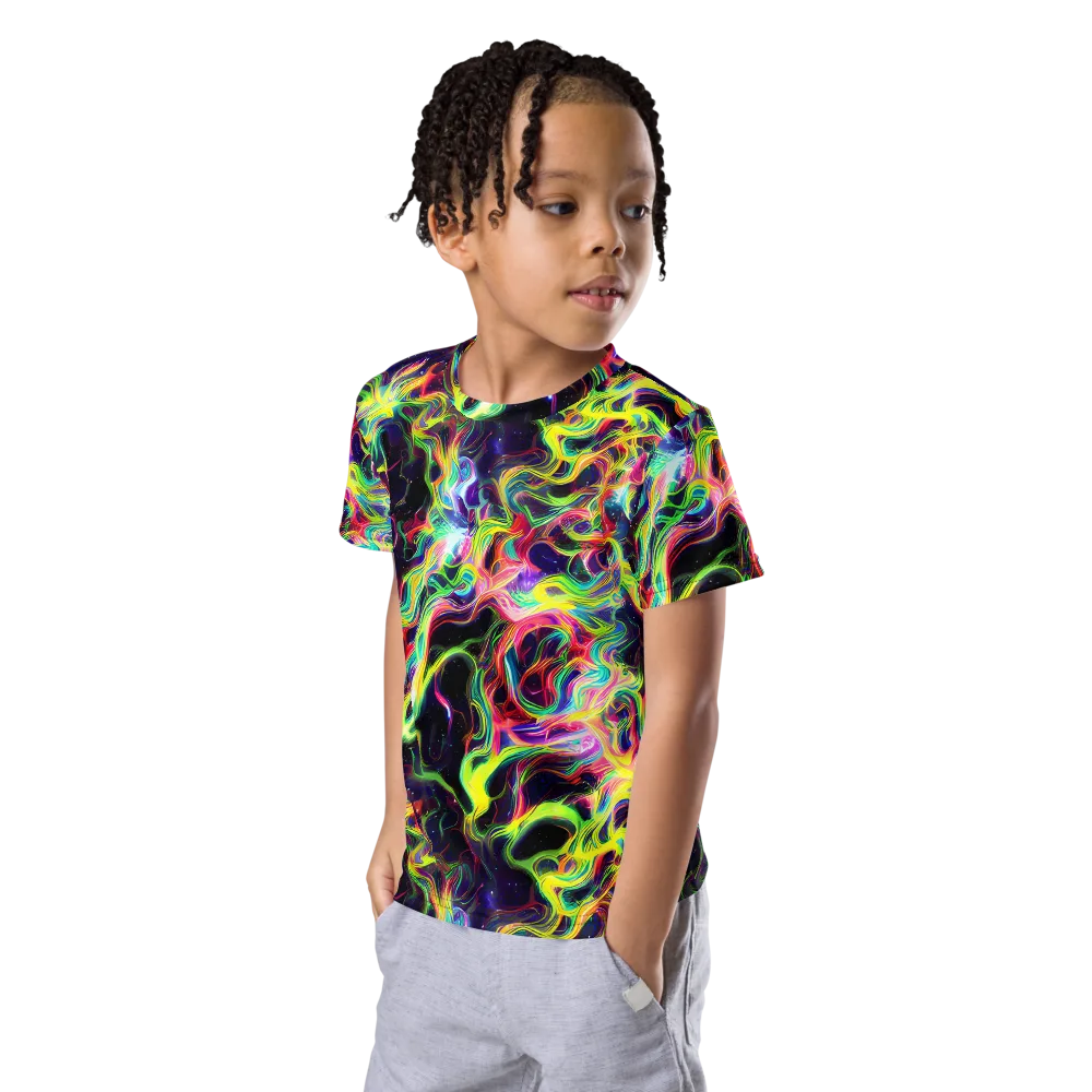 Infinite Flux on Kids Crew Neck T-Shirt — Left Front