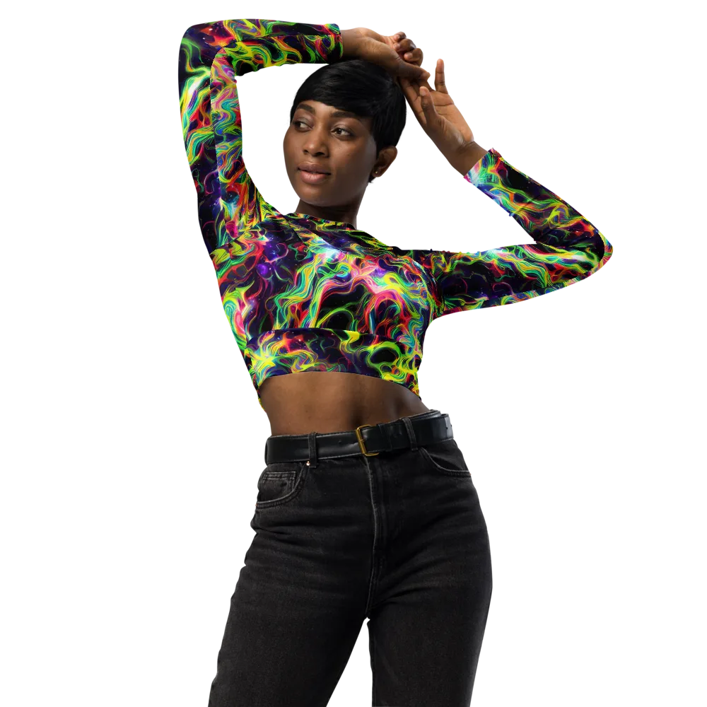 Infinite Flux on Long Sleeve Crop Top — Front