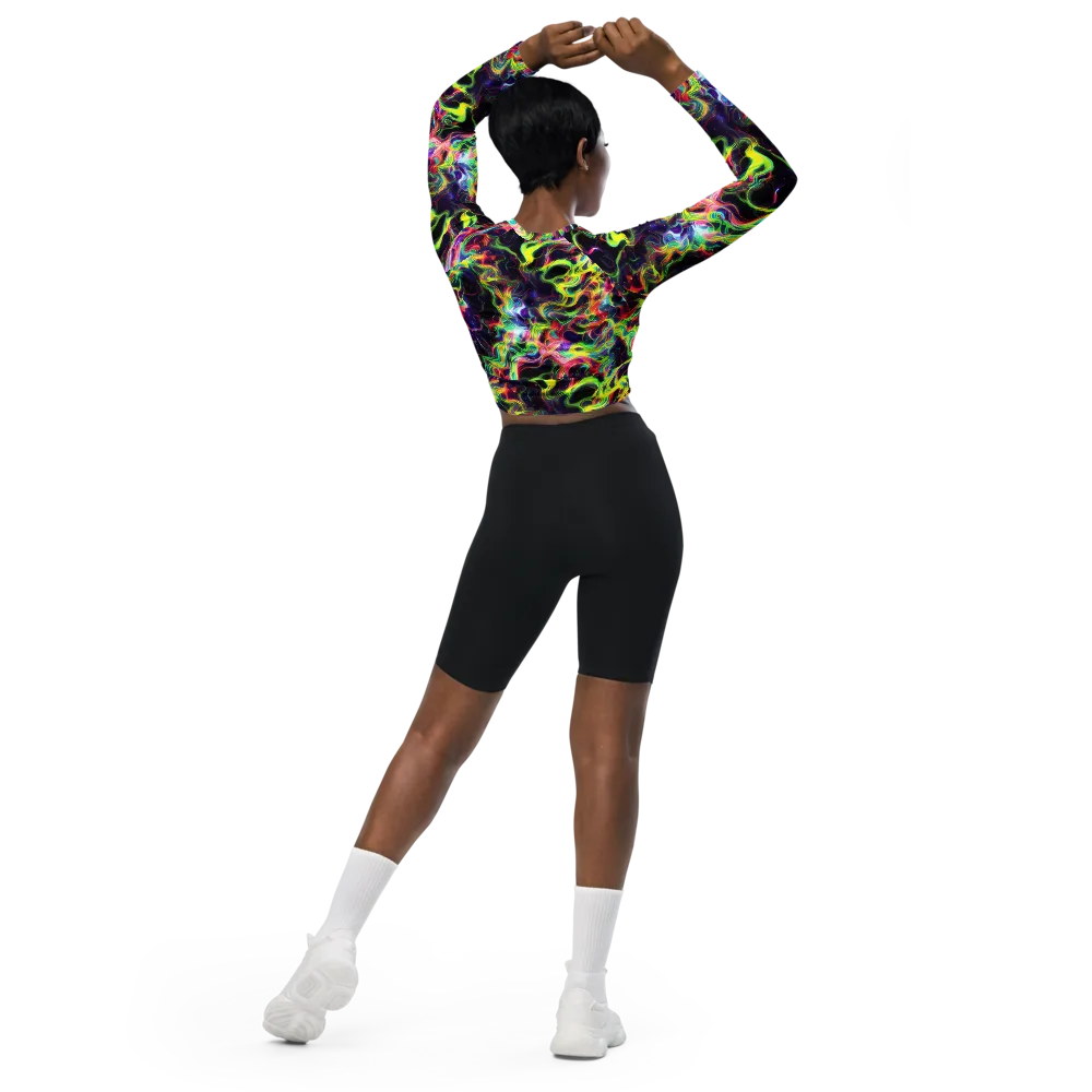 Infinite Flux on Long Sleeve Crop Top — Back