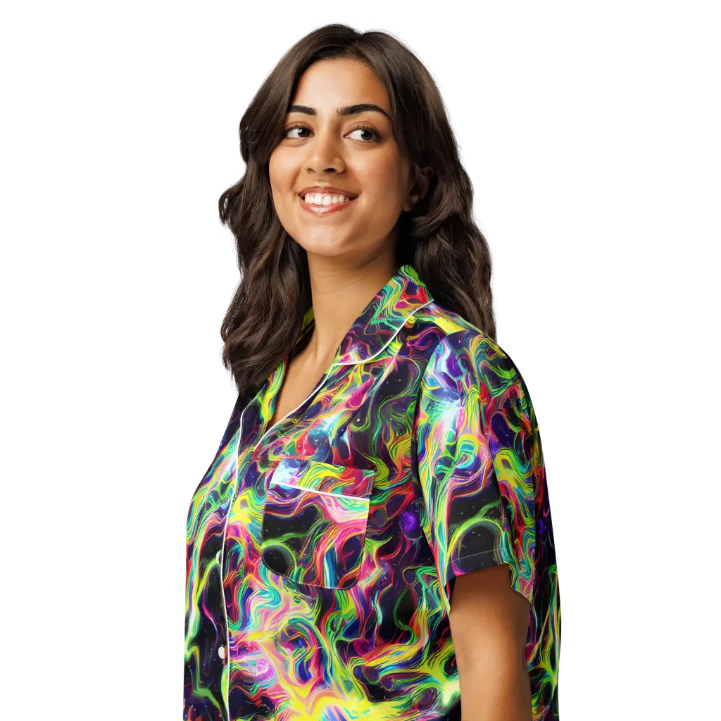 Infinite Flux on Women's Short Sleeve Pajama Top — Left Front