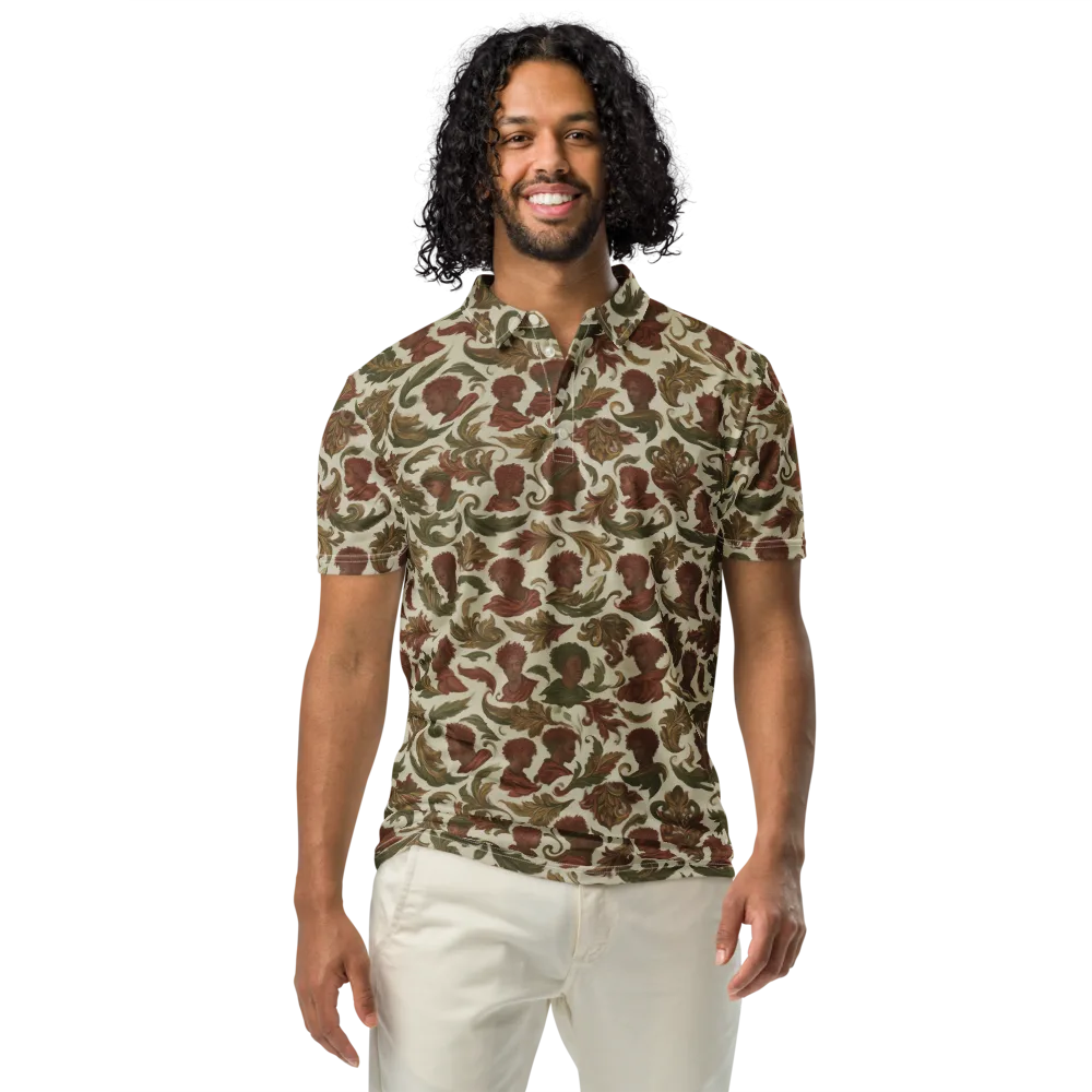 Laurel Portraits on Men's Slim Fit Polo Shirt — Front