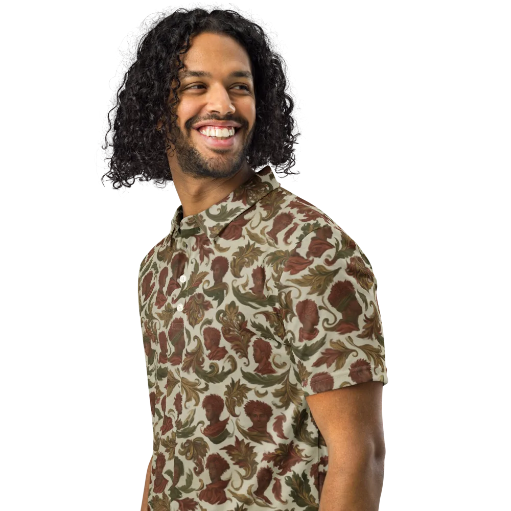 Laurel Portraits on Men's Slim Fit Polo Shirt — Left Front