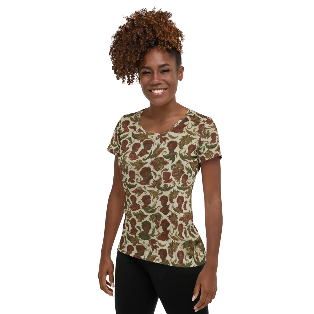 Laurel Portraits on Women's Athletic T-Shirt — Left