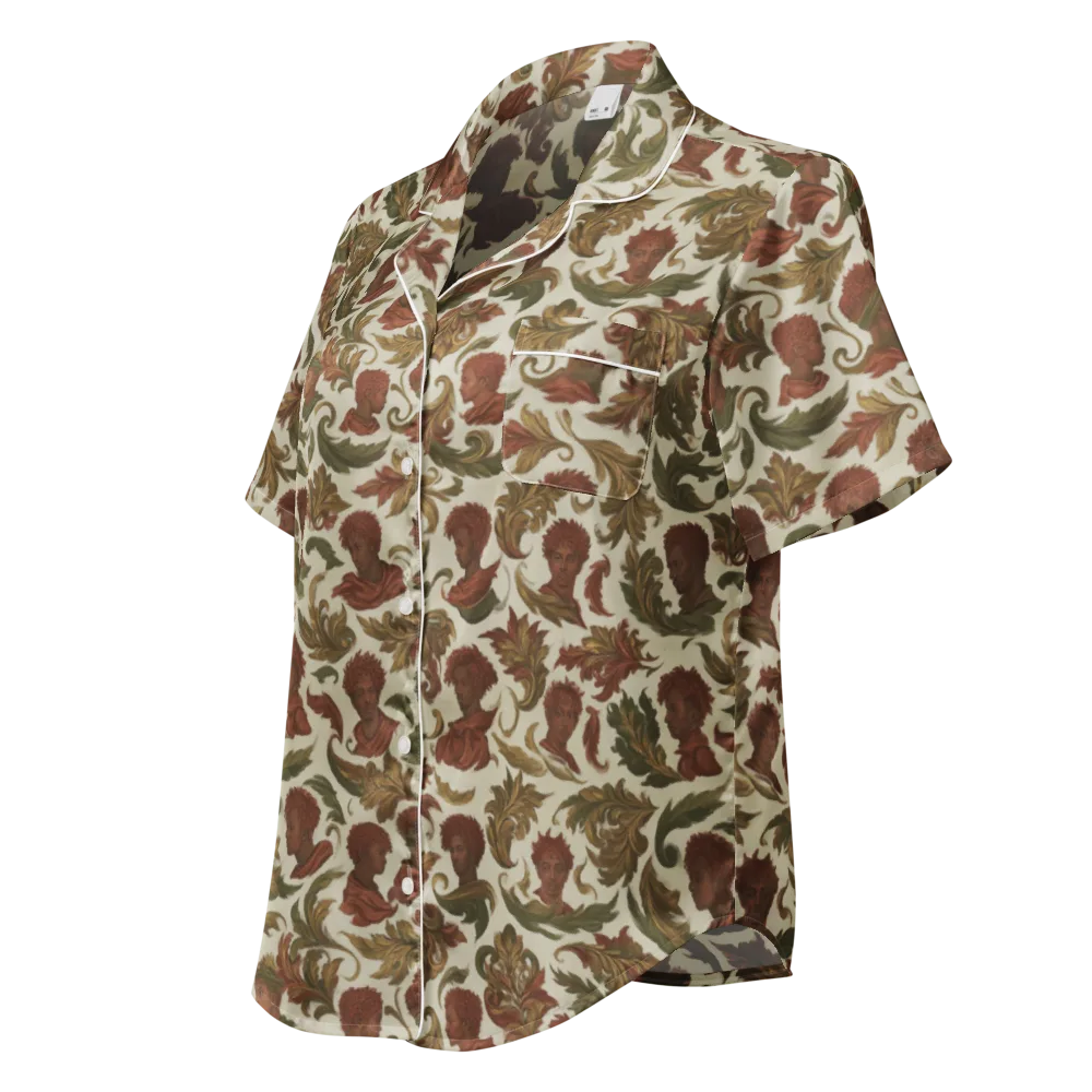 Laurel Portraits on Women's Short Sleeve Pajama Top — Left Front