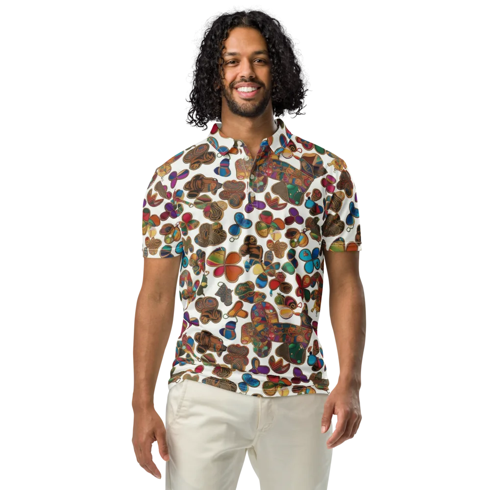 Kaleidoscope Charms on Men's Slim Fit Polo Shirt — Front