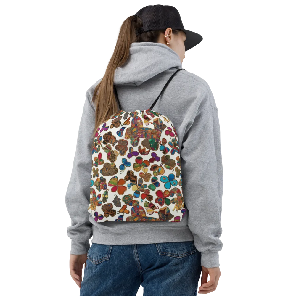 Kaleidoscope Charms on Drawstring Bag — Front