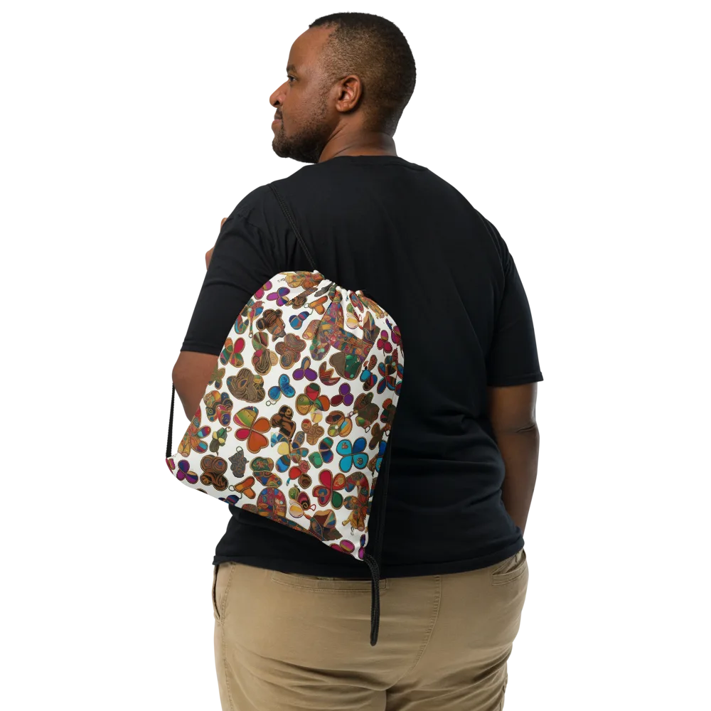 Kaleidoscope Charms on Drawstring Bag — Front