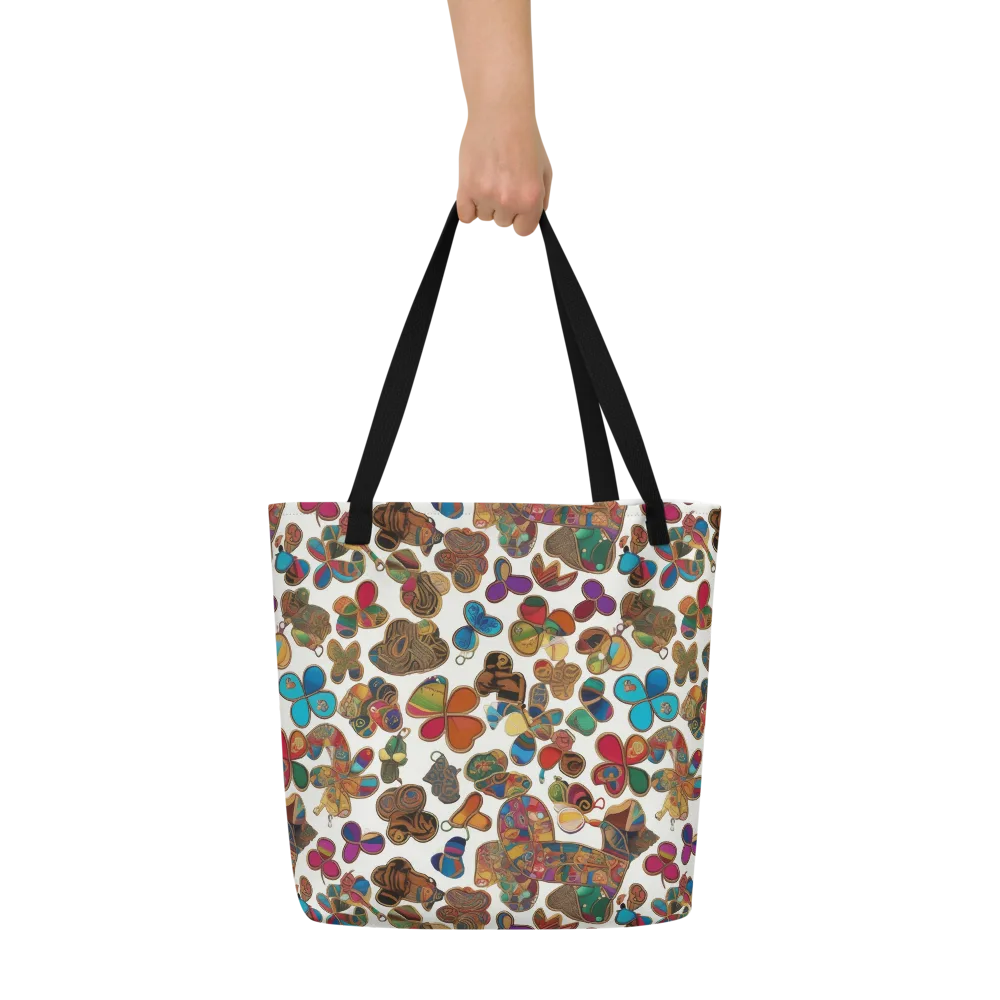 Kaleidoscope Charms on Large Tote Bag W/ Pocket — Front