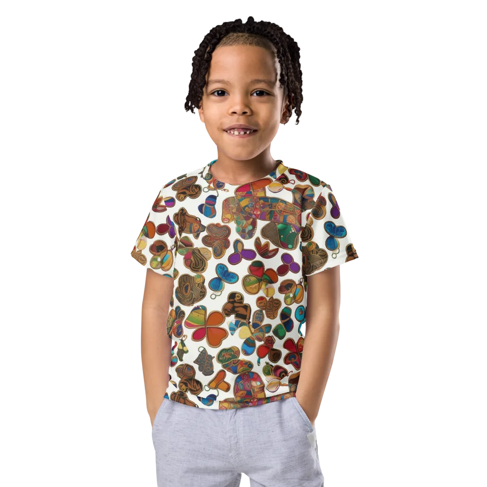 Kaleidoscope Charms on Kids Crew Neck T-Shirt — Front