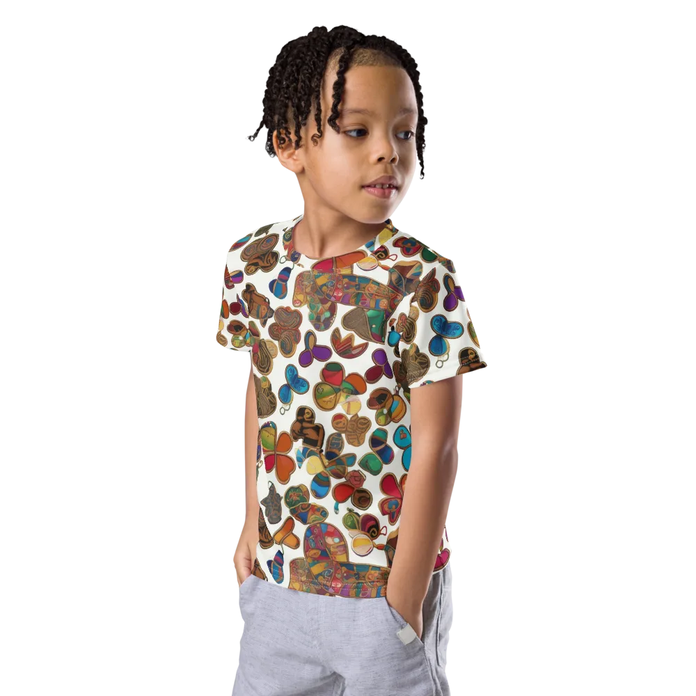 Kaleidoscope Charms on Kids Crew Neck T-Shirt — Left Front