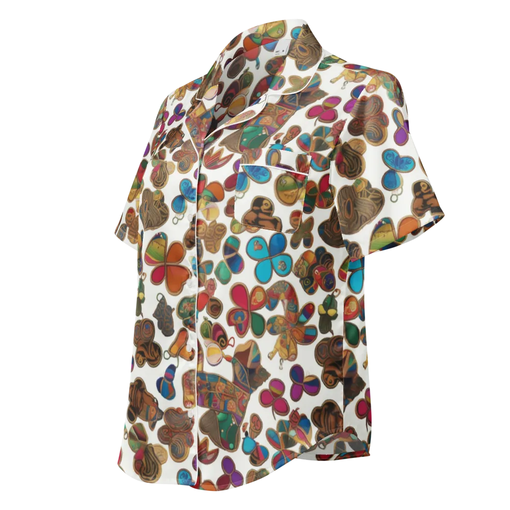 Kaleidoscope Charms on Women's Short Sleeve Pajama Top — Left Front