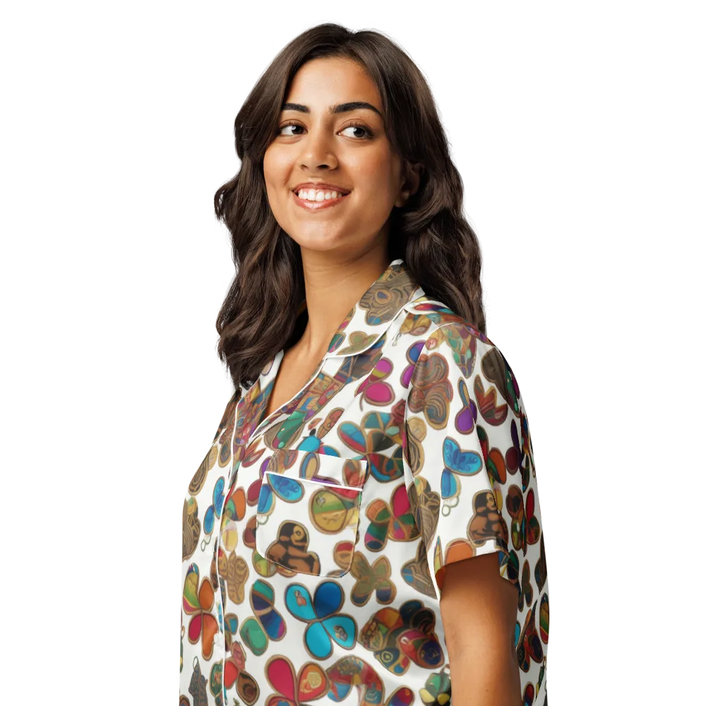 Kaleidoscope Charms on Women's Short Sleeve Pajama Top — Left Front