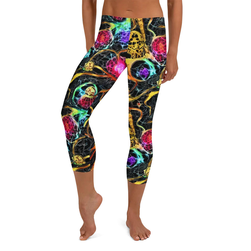 Psychedelic Pulsar on Capri Leggings — Front