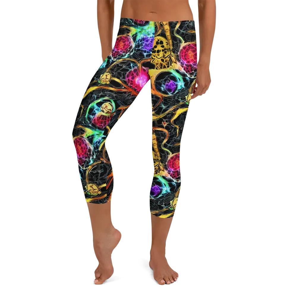 Psychedelic Pulsar on Capri Leggings — Front