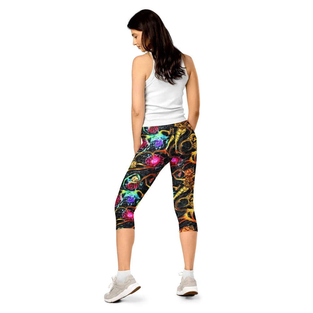 Psychedelic Pulsar on Capri Leggings — Back
