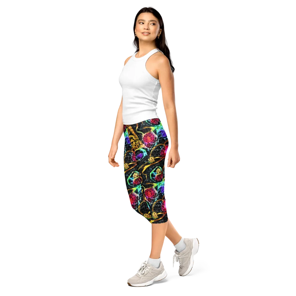 Psychedelic Pulsar on Capri Leggings — Left Front