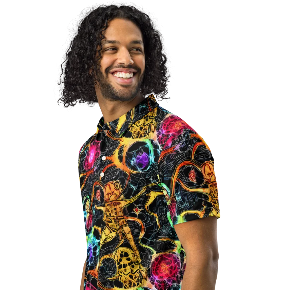 Psychedelic Pulsar on Men's Slim Fit Polo Shirt — Left Front