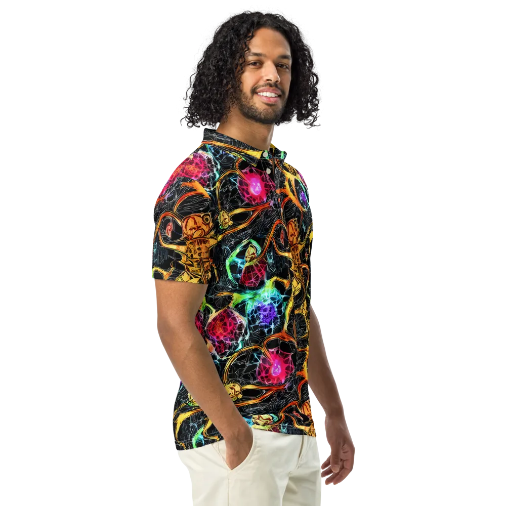 Psychedelic Pulsar on Men's Slim Fit Polo Shirt — Right Front