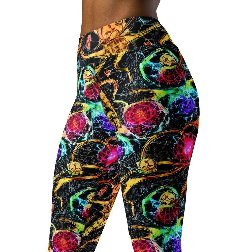 Psychedelic Pulsar on Yoga Leggings — Left Front