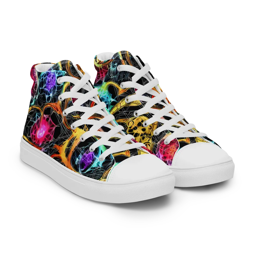 Psychedelic Pulsar on Men's High Top Canvas Shoes — Right Front
