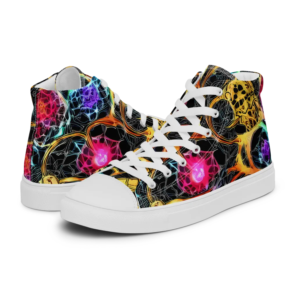 Psychedelic Pulsar on Men's High Top Canvas Shoes — Left