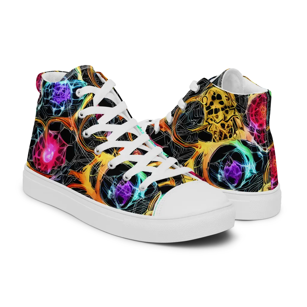 Psychedelic Pulsar on Men's High Top Canvas Shoes — Right