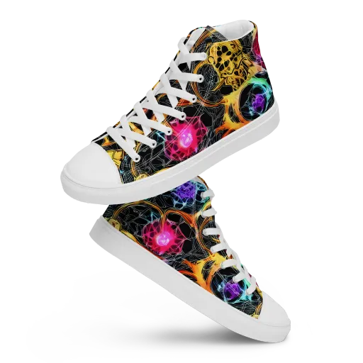 Psychedelic Pulsar on a Men's High Top Canvas Shoes
