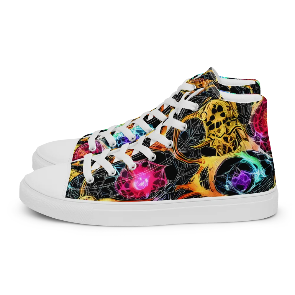Psychedelic Pulsar on Women's High Top Canvas Shoes — Left