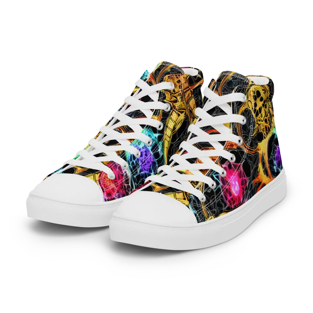 Psychedelic Pulsar on Women's High Top Canvas Shoes — Left Front