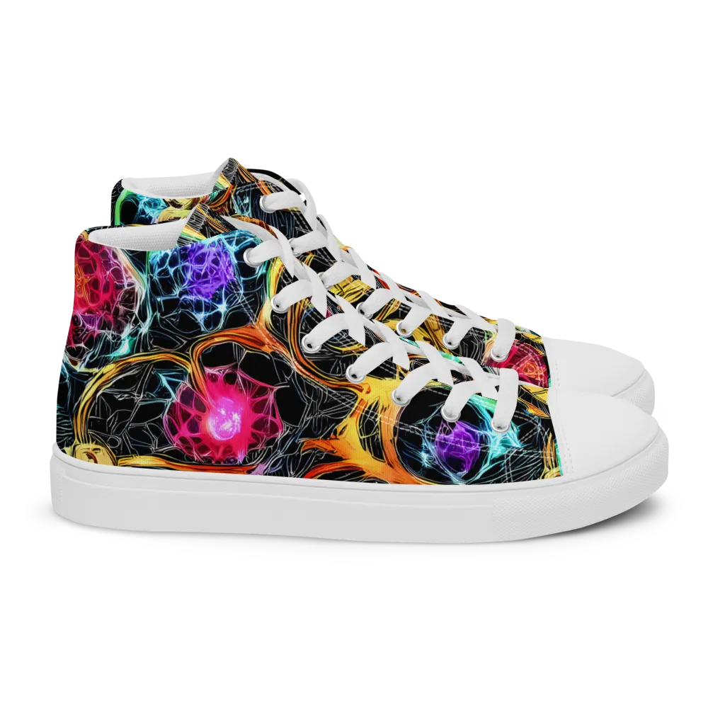 Psychedelic Pulsar on Women's High Top Canvas Shoes — Right