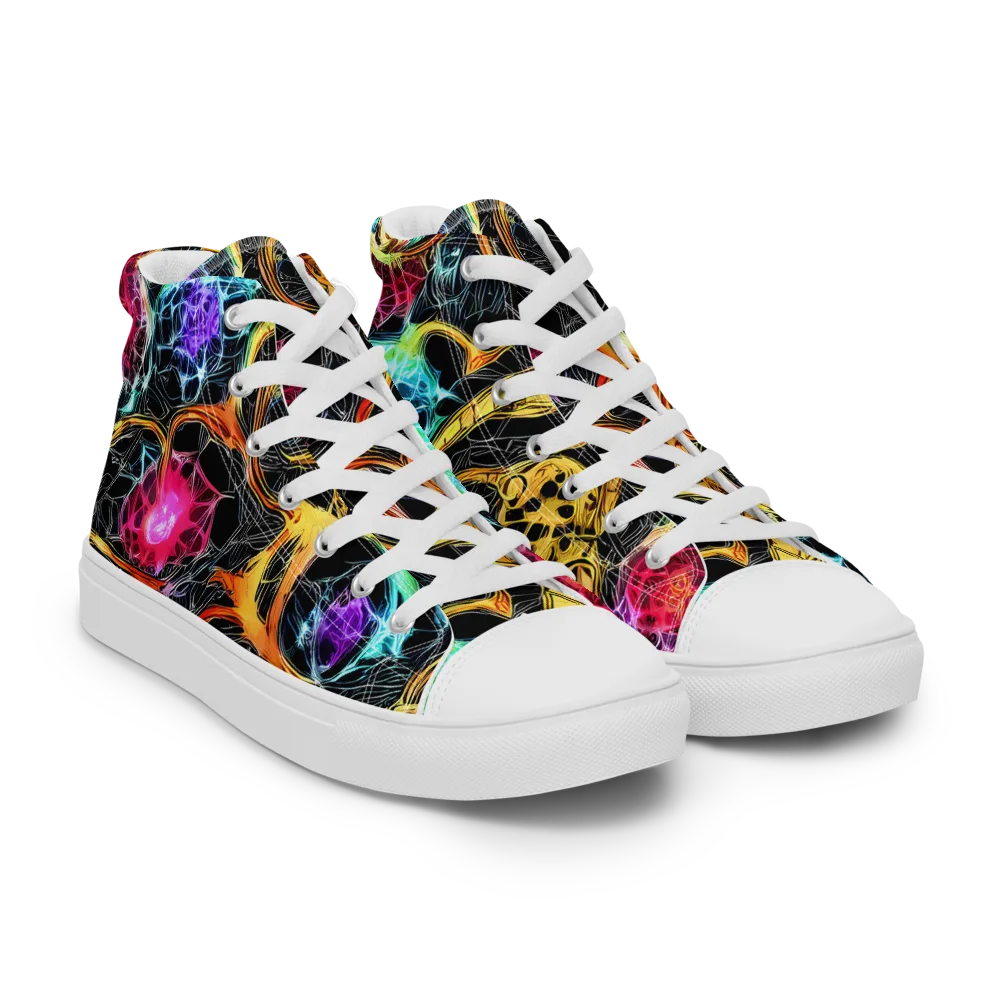 Psychedelic Pulsar on Women's High Top Canvas Shoes — Right Front