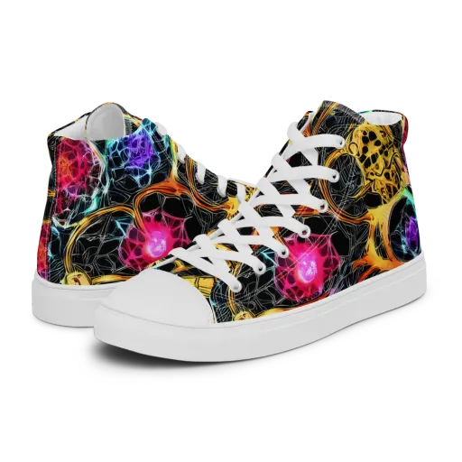 Psychedelic Pulsar on a Women's High Top Canvas Shoes